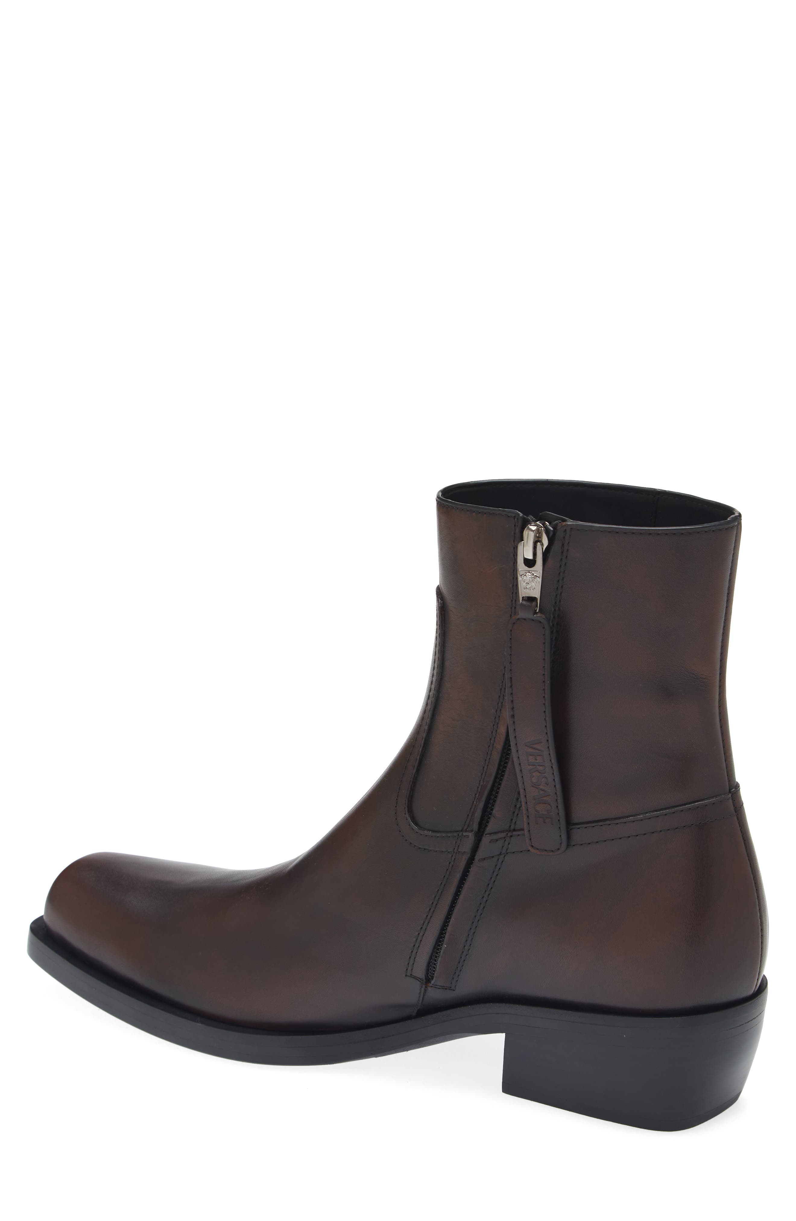 Medusa Leather Boot, Alternate, color, EBONY- RUTHENIUM