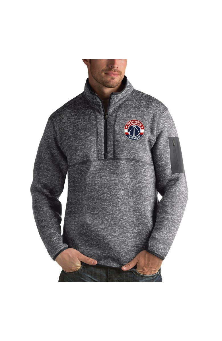 ANTIGUA Men's Antigua Heathered Black Washington Wizards Fortune 1/2-Zip Pullover Jacket, Alternate, color, Heather Black