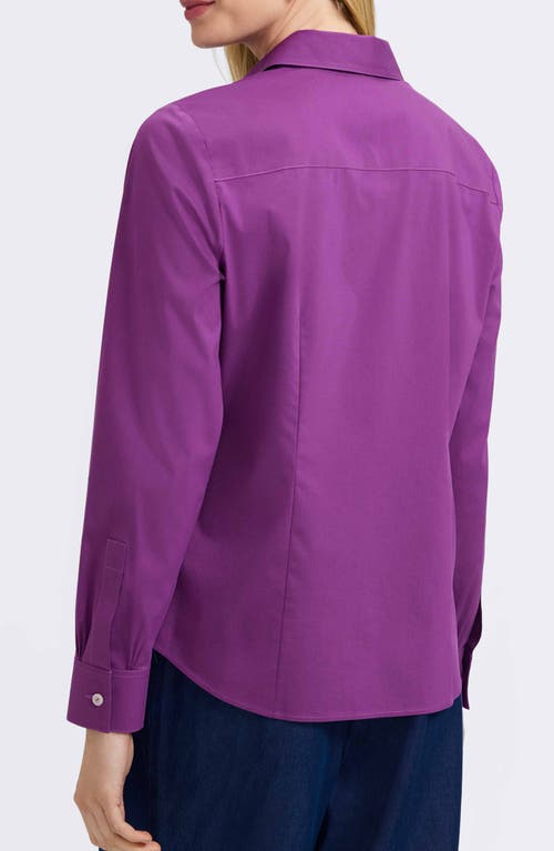 Foxcroft June Stretch Cotton Blend Button-up Shirt In Purple