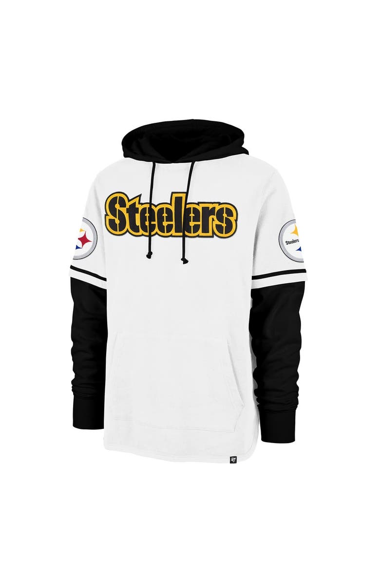 '47 Men's '47 White Pittsburgh Steelers Trifecta Shortstop Pullover Hoodie, Alternate, color, 