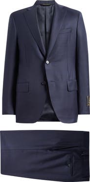 Heritage Gold Regular Fit Milano Navy Windowpane Check Super 130s Wool Suit