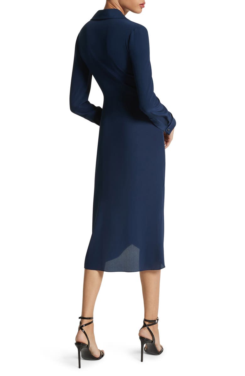Michael Kors Collection Twist Detail Long Sleeve Organic Silk Crêpe de Chine Shirtdress, Alternate, color,