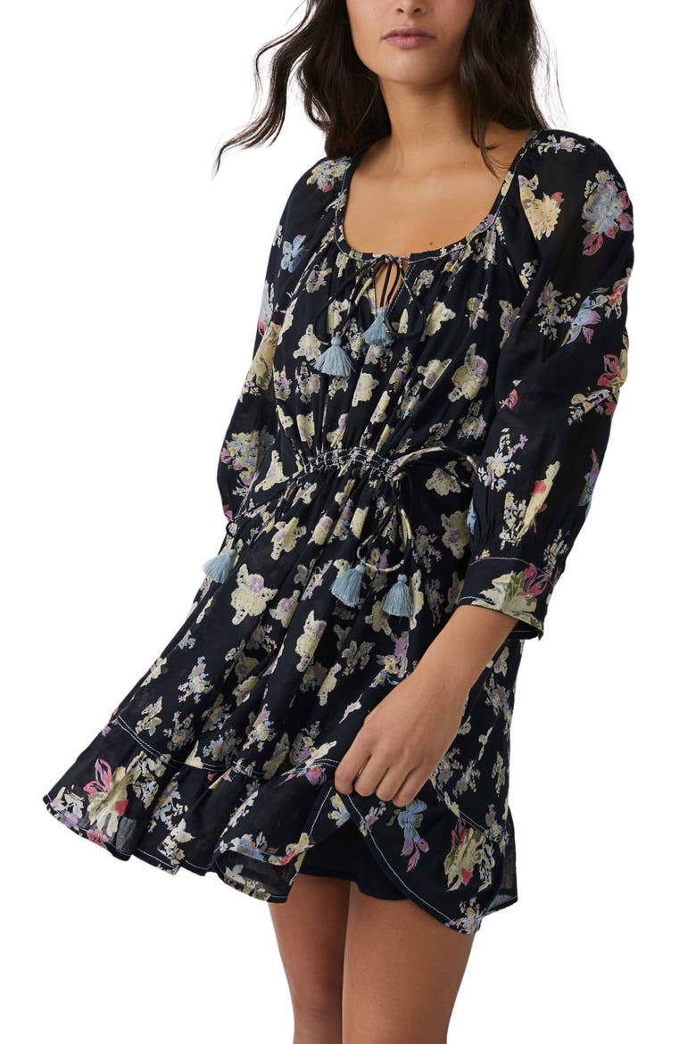 Camella Floral Print Minidress, Alternate, color, BLACK COMBO