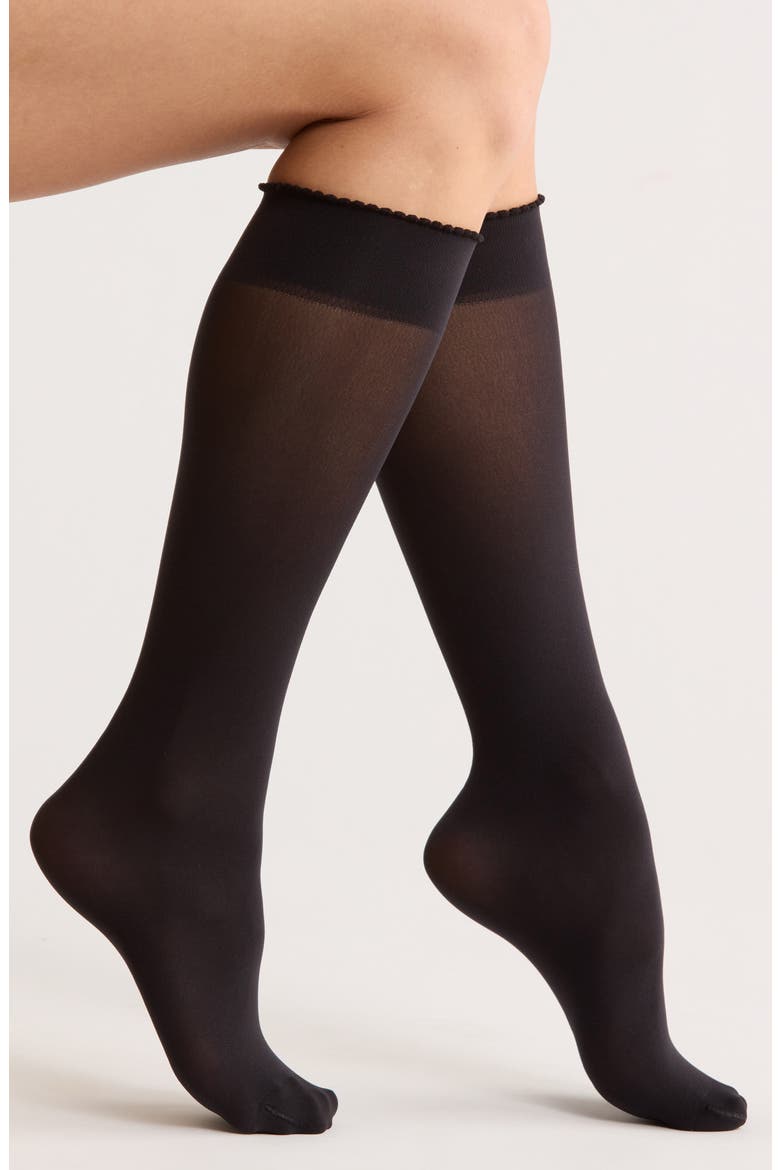 50 Denier Knee High Socks, Main, color, BLACK