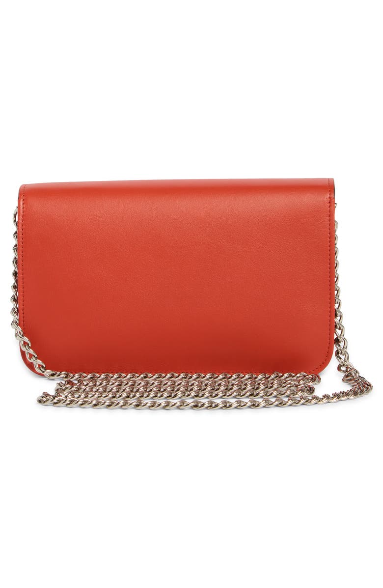 Longchamp Perforated Leather Wallet on a Chain, Alternate, color, Poppy