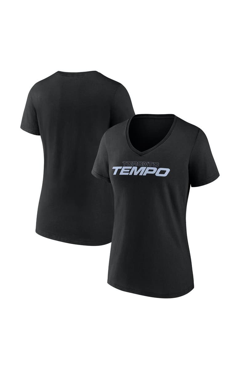 Fanatics MTO Label Women's Black Toronto Tempo Team Wordmark V-Neck T-Shirt, Main, color, Black