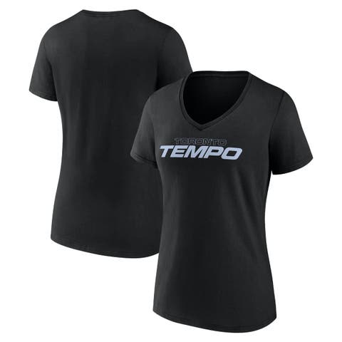 Women's Black Toronto Tempo Team Wordmark V-Neck T-Shirt