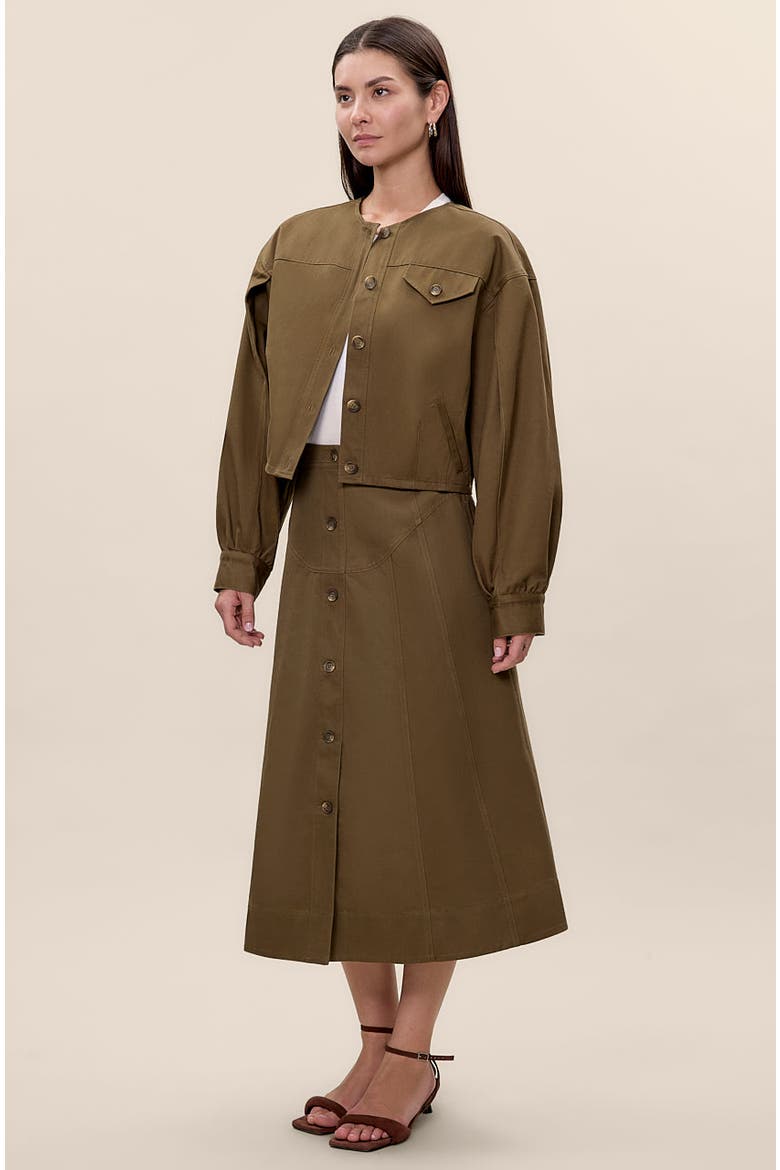 Aria Twill Jacket, Alternate, color, Olive