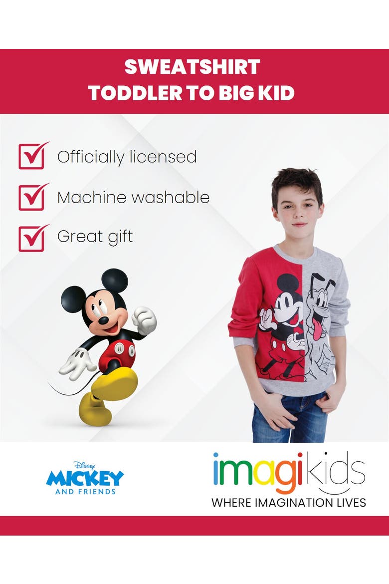 Mickey Mouse Fleece Sweatshirt, Alternate, color, Mickey Pluto Red Grey
