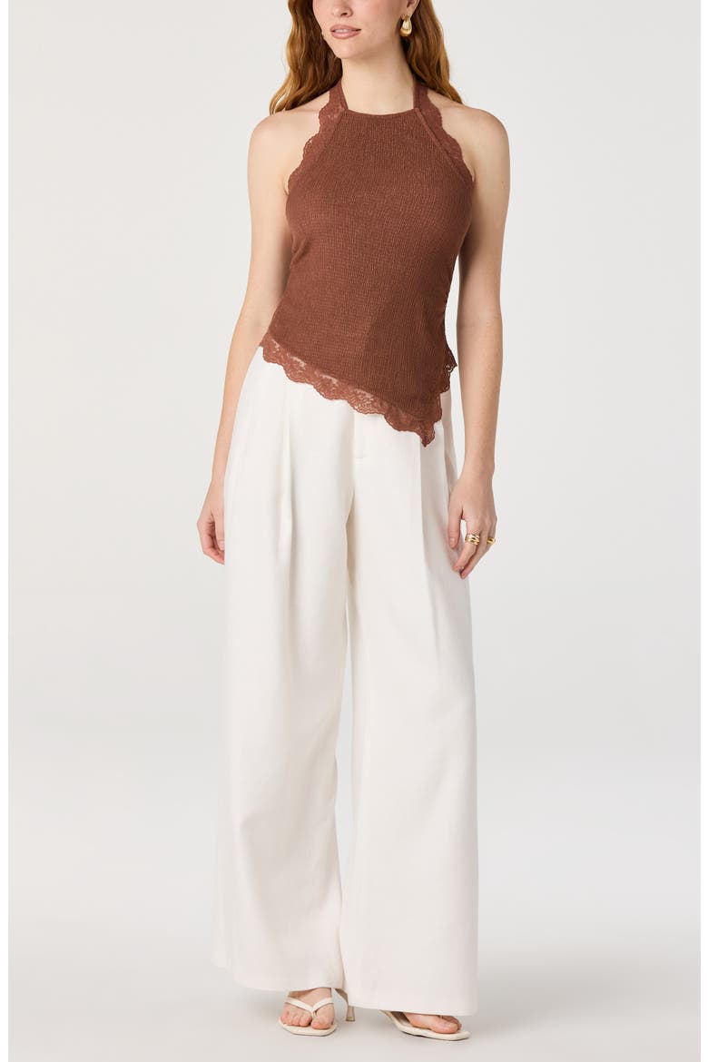 Zoe Lace Halter Top, Alternate, color, BROWN