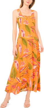 Vince Camuto Smocked Back Sleeveless Maxi Dress