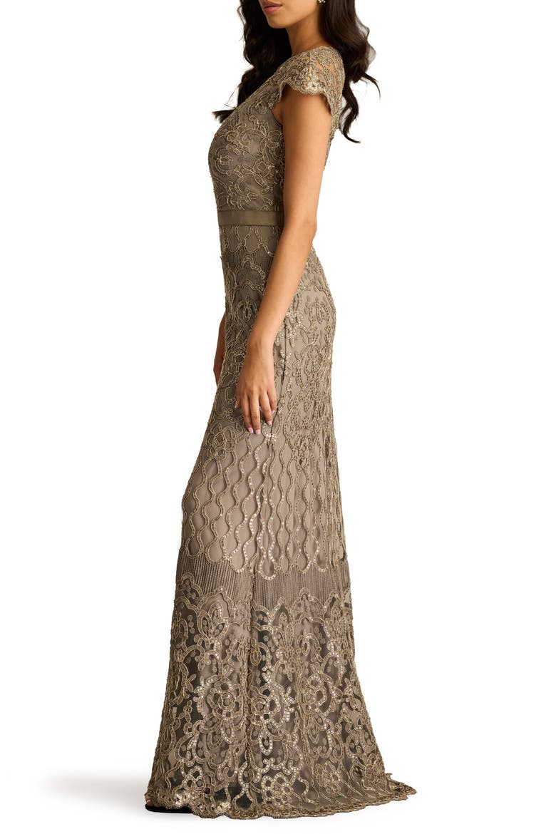 Sequin Illusion Lace Gown, Alternate, color, SMOKE PEARL