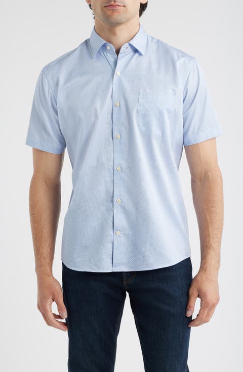 Theo Geo Print Short Sleeve Cotton Button-Up Shirt (Nordstrom Exclusive)