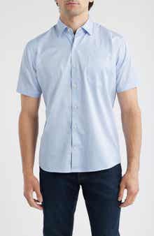 Peter Millar Theo Geo Print Short Sleeve Cotton Button-Up Shirt