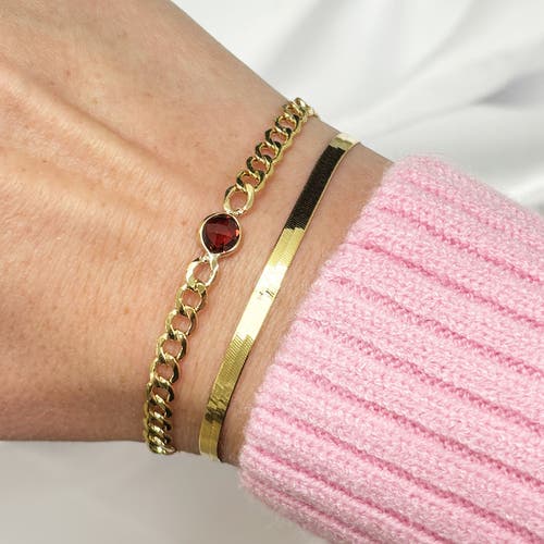 The Lovery Fine Jewelry Garnet Bezel Curb Bracelet In Burgundy