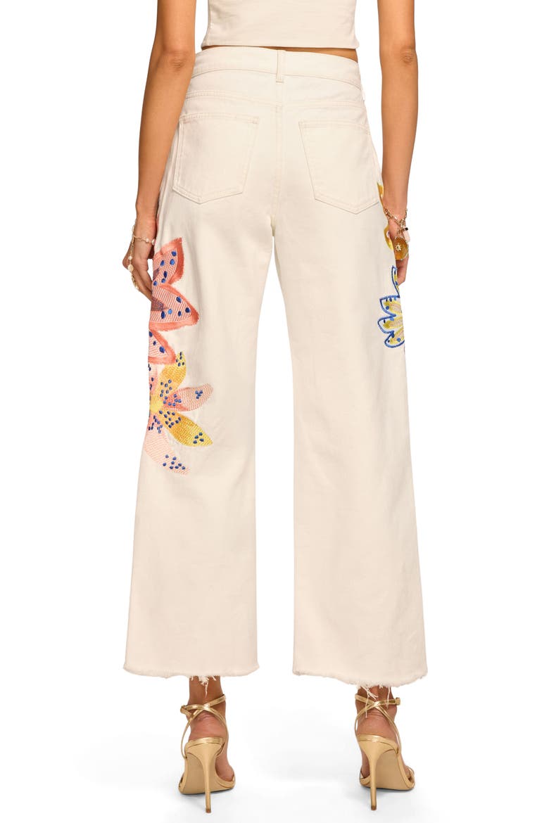 Amber Flower Embroidery Straight Leg Jeans, Alternate, color, WHITE EMBROIDERED