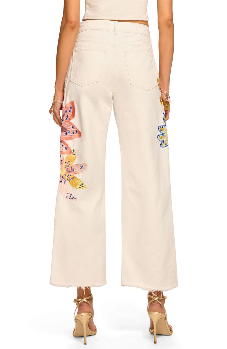 Ramy Brook Amber Flower Embroidery Straight Leg Jeans, Alternate, color, White Embroidered