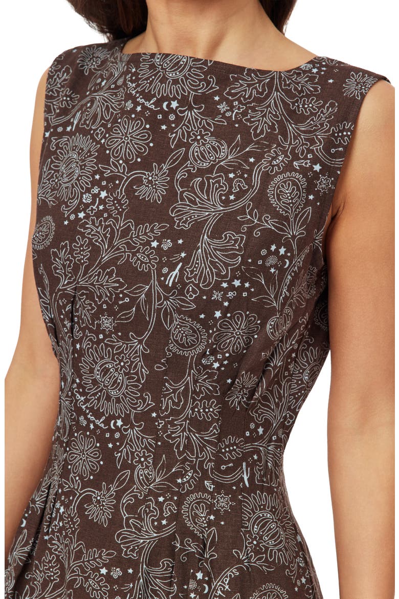 Paisley Print Boatneck Fit & Flare Dress, Alternate, color, HOT FUDGE ALL-OVER BANDANA