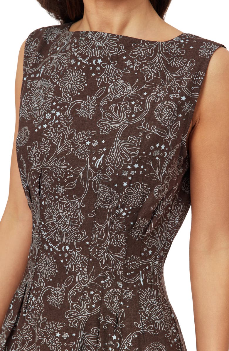 Scotch & Soda Paisley Print Boatneck Fit & Flare Dress, Alternate, color, Hot Fudge All-Over Bandana