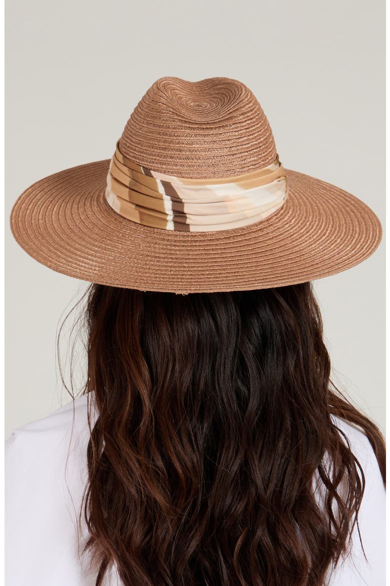 Emmanuelle Wide Brim Packable Fedora, Alternate, color, FAWN