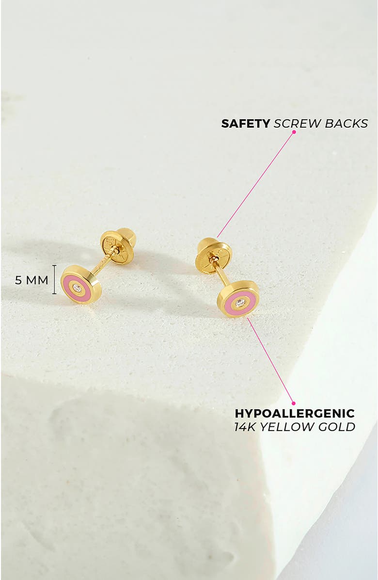 In Season Jewelry 14k Pink Donut Earrings, Alternate, color, Pink