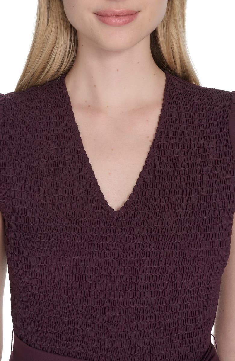 Calvin Klein Smocked Wide Leg Jumpsuit, Alternate, color, Aubergine