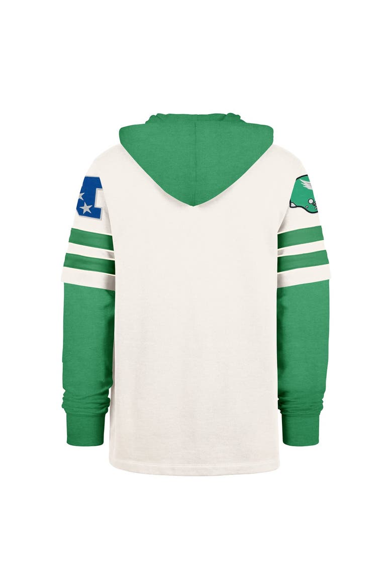 Men's '47  Cream Philadelphia Eagles Split Zone Cornerback Duo Lacer Hoodie, Alternate, color, Cream