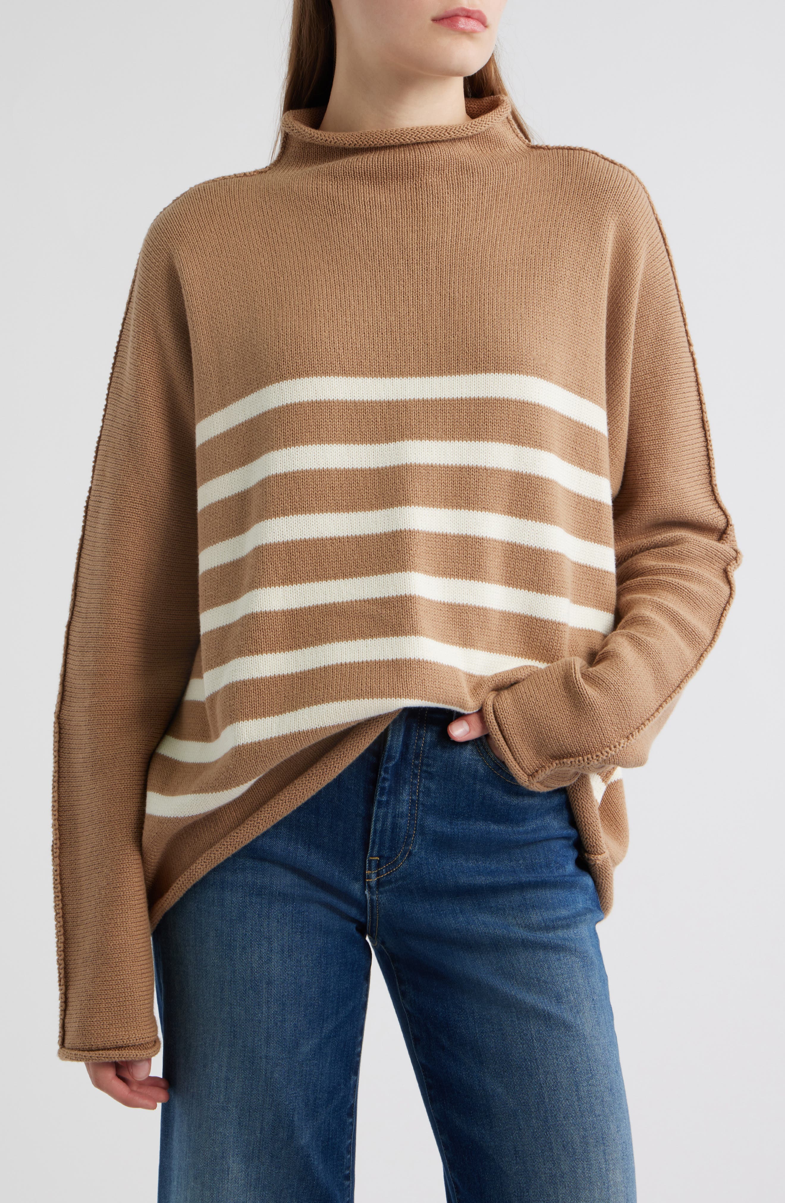 Frank & Eileen Monterey Stripe Cotton Funnel Neck Sweater