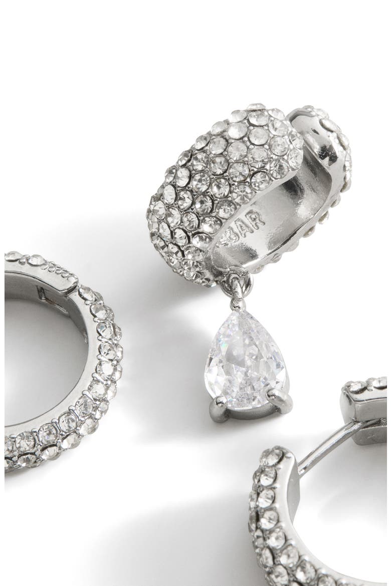 Anya Pav Set of 5 Huggie Hoop Earrings & Ear Cuff, Alternate, color, CLEAR