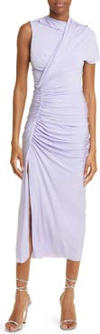 Jason Wu Collection Ruched One-Sleeve Draped Jersey Midi Dress