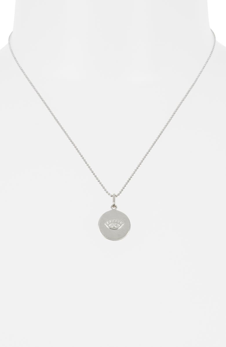 Anzie x Mel Soldera Sapphire Evil Eye Pendant Necklace, Alternate, color, Silver