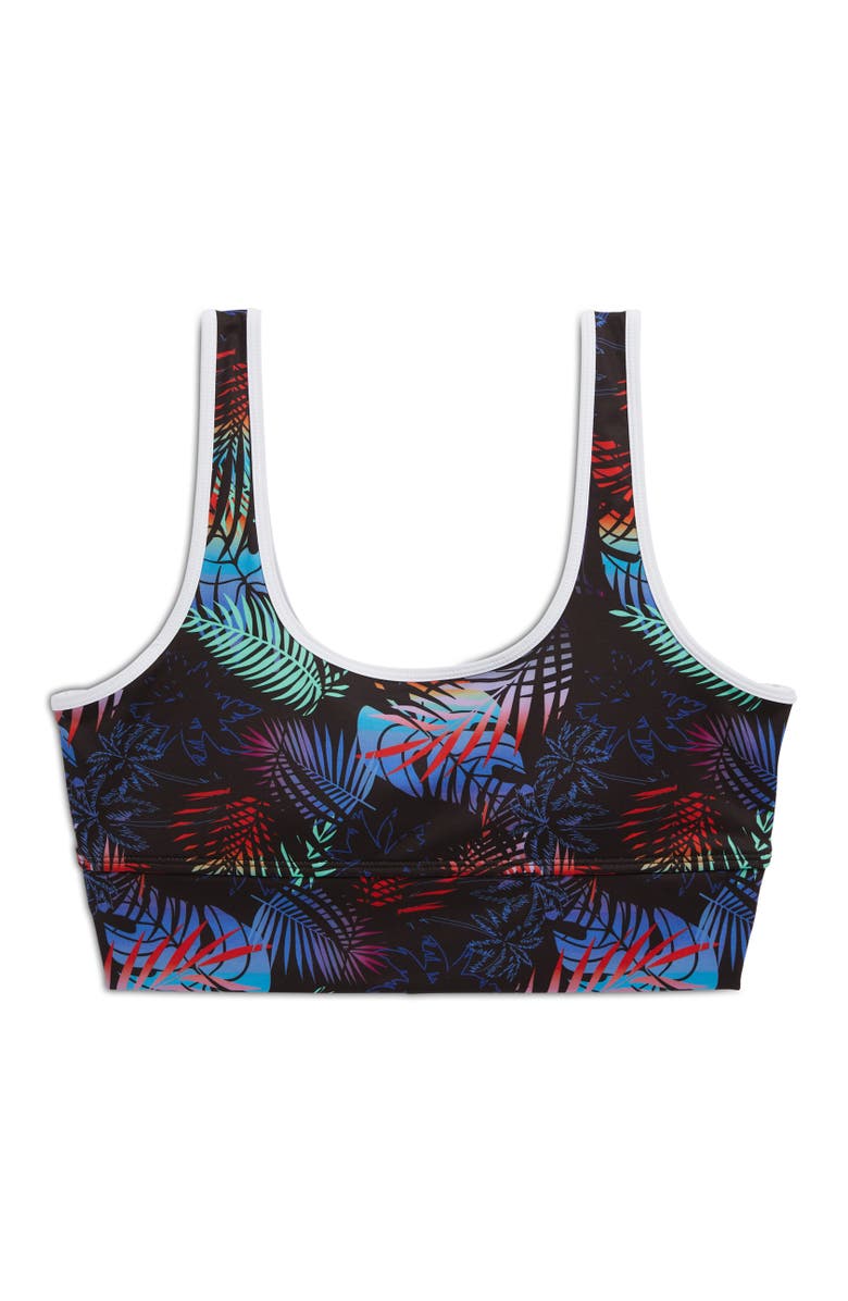 TomboyX Straight Up Longline Bikini Top, Alternate, color, Palm Dreams