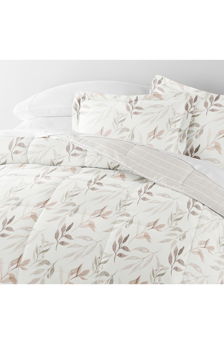 HOMESPUN Foliage Stripe Reversible 3-Piece Comforter Set, Alternate, color, Ivory