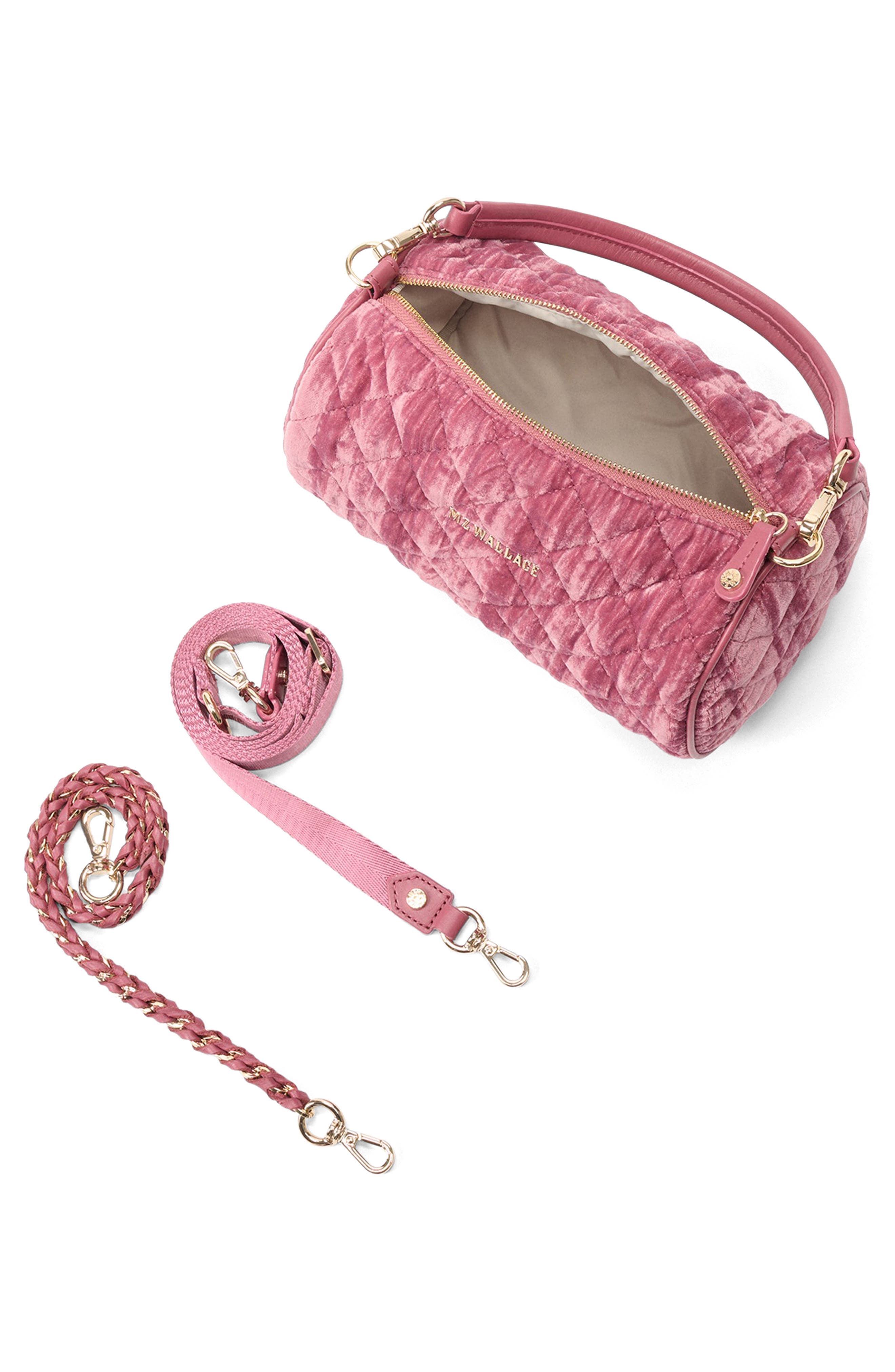 MZ Wallace Crosby Quilted Velvet Barrel Crossbody Bag, Alternate, color, 