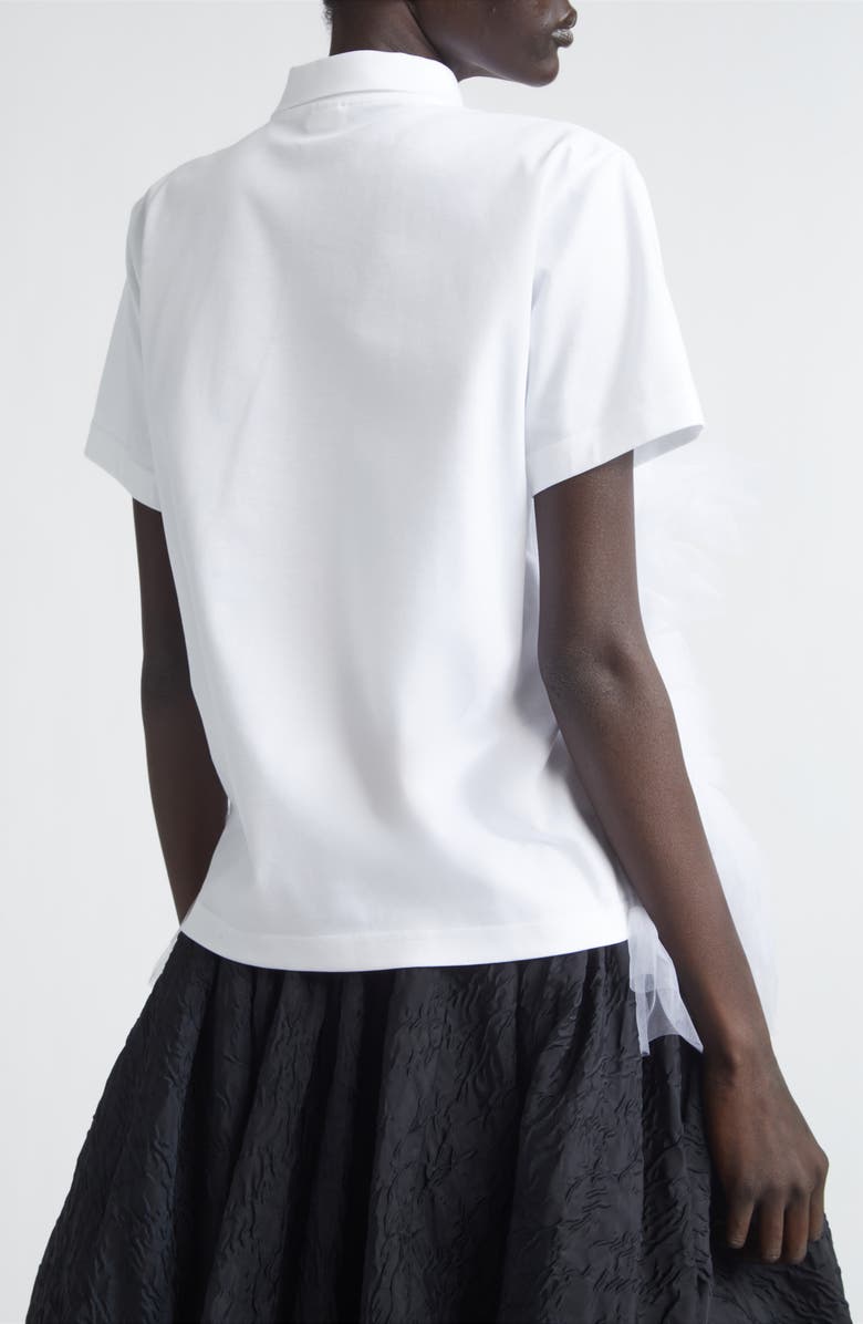 Noir Kei Ninomiya Cotton Ponte & Tulle Polo, Alternate, color, White