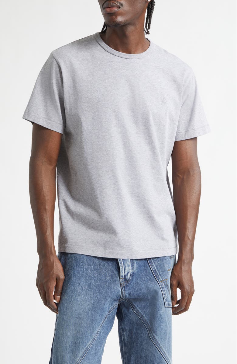 JW Anderson Embroidered Anchor Logo Cotton T-Shirt, Main, color, Mid Grey Melange