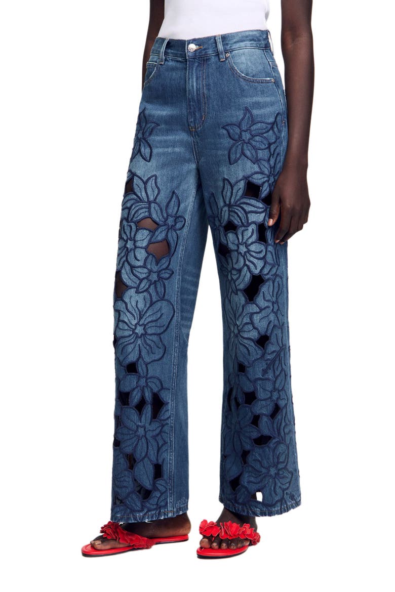 Embroidered jeans, Alternate, color, Blue jean