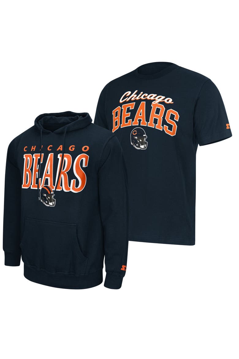 Men's Starter  Navy Chicago Bears Vintage Logo Hoodie & T-Shirt Combo Pack, Main, color, Navy