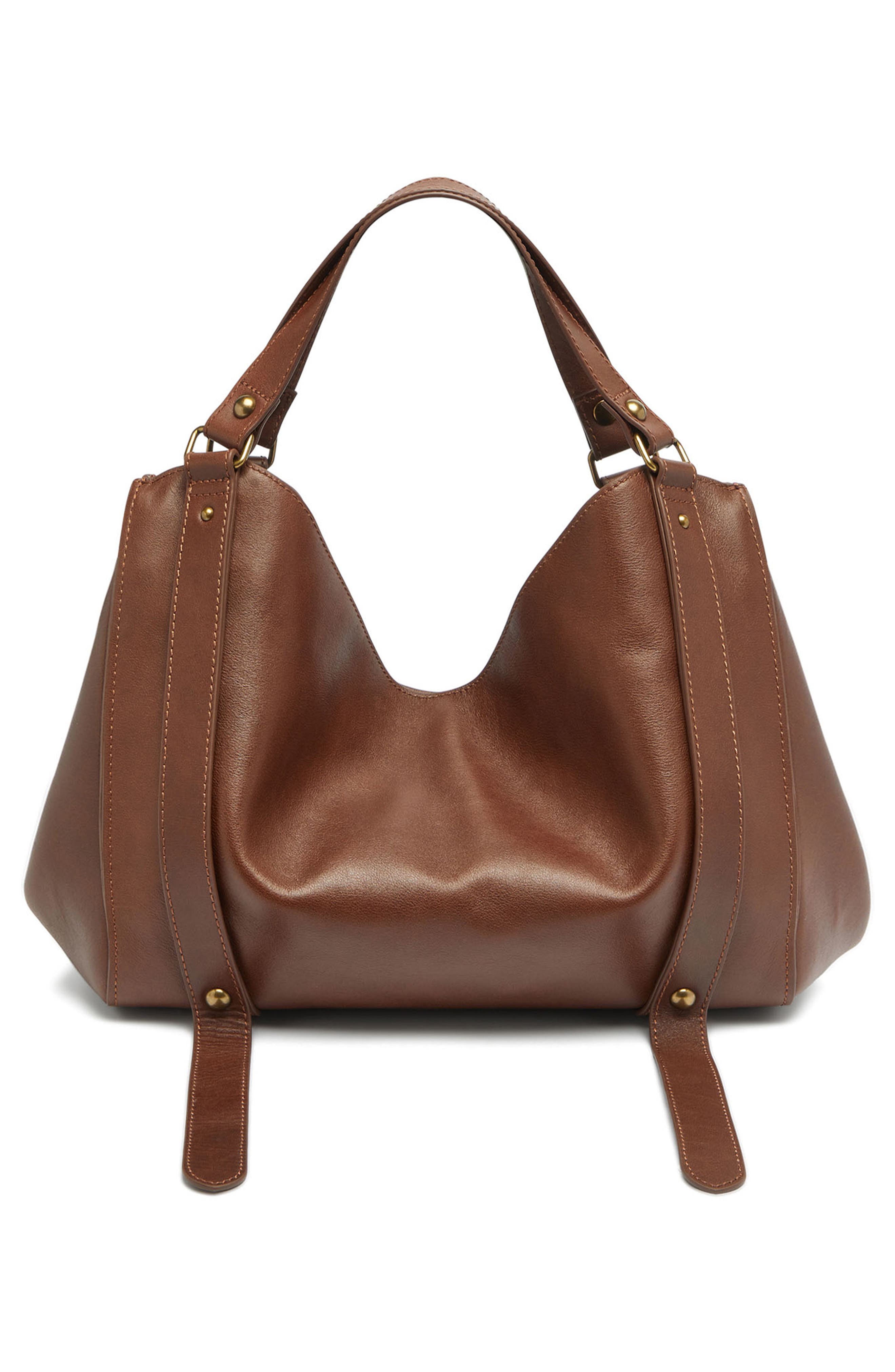 D-One Leather Top Handle Bag, Alternate, color, BROWN