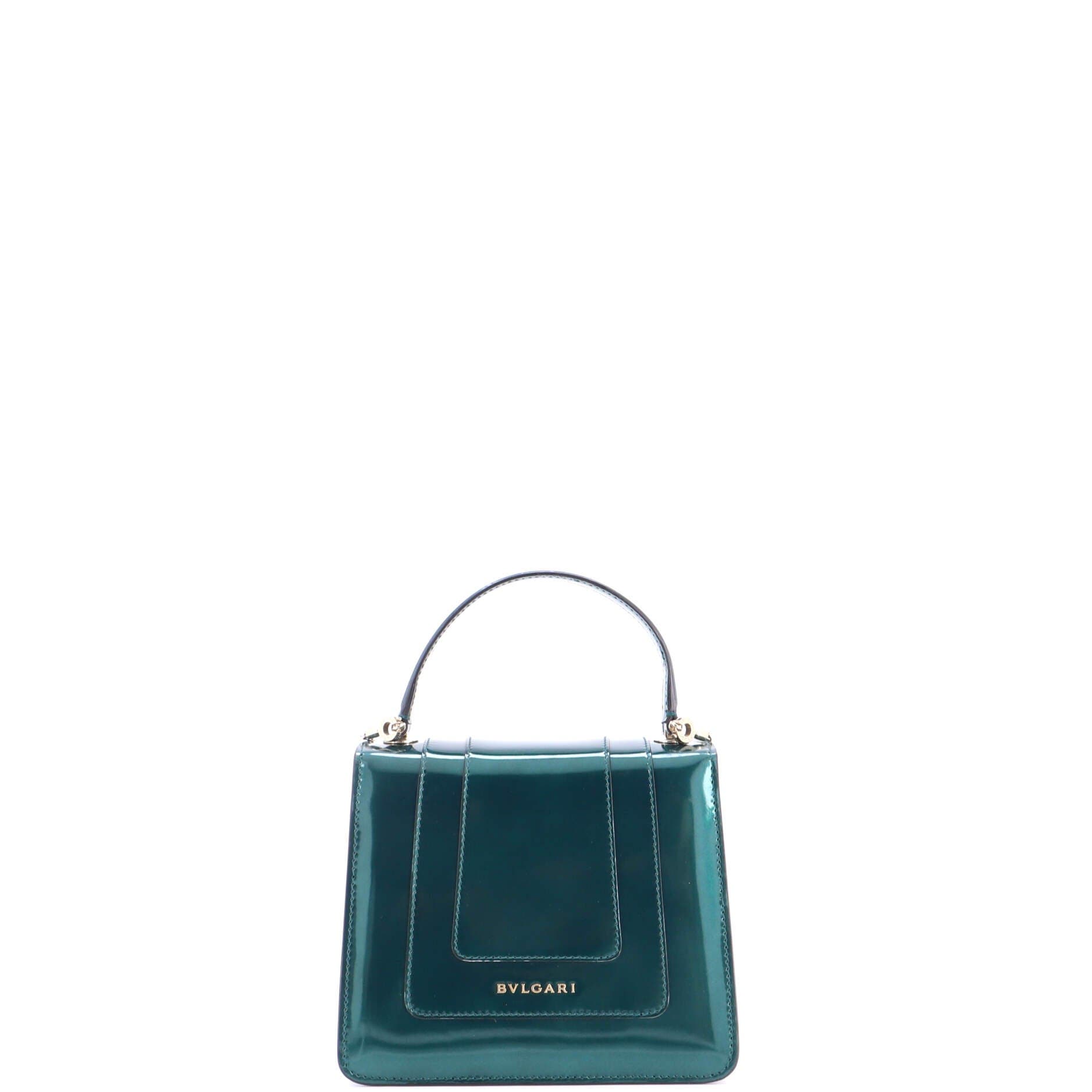 Serpenti Top Handle Bag Patent Small, Alternate, color, Green