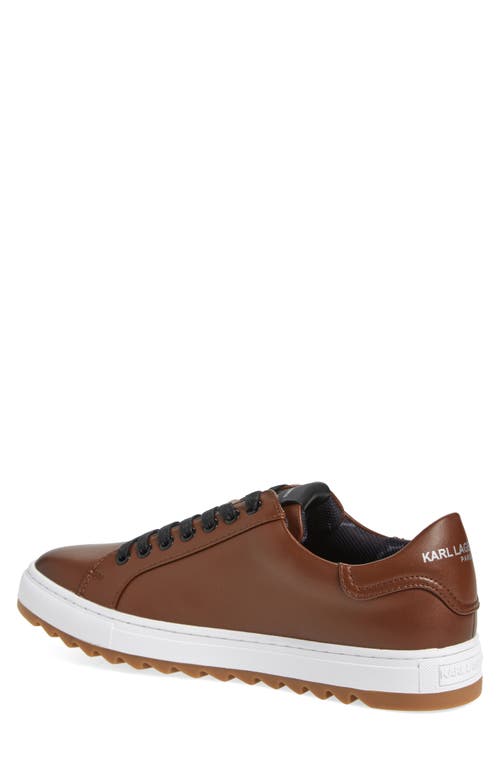 Karl Lagerfeld Paris Leather Low Top Sneaker In Cognac