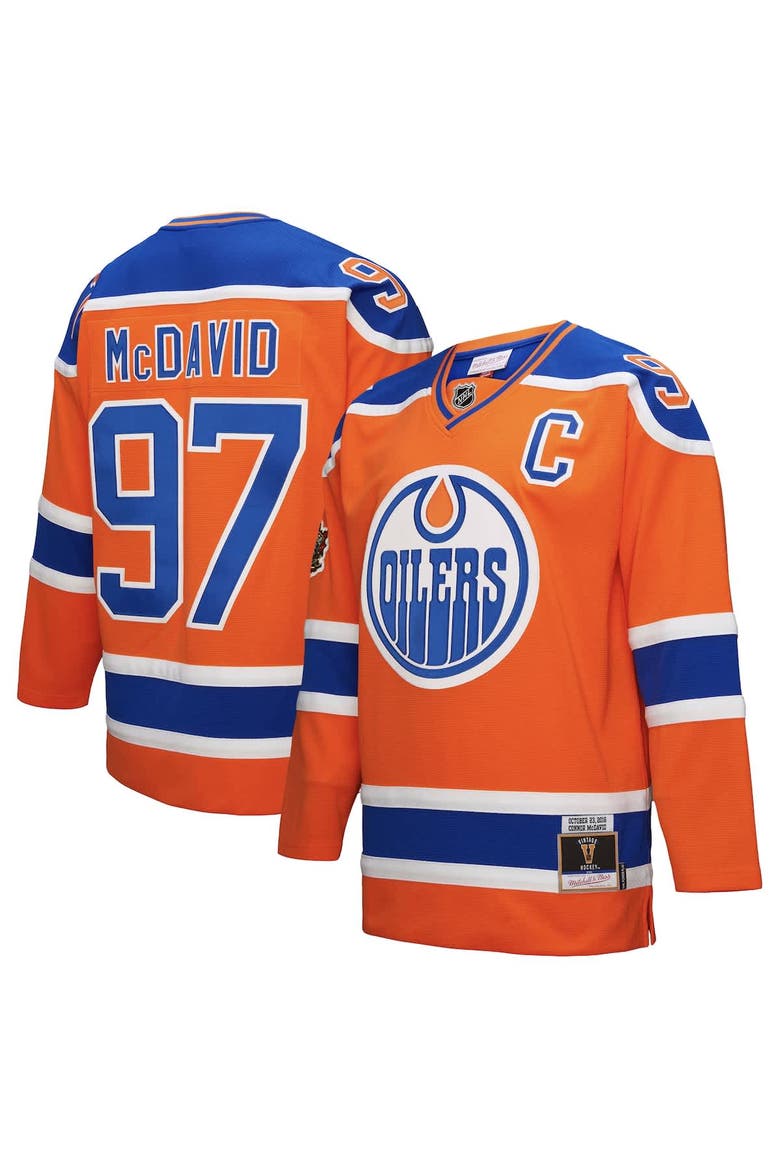 Men's Mitchell & Ness Connor McDavid Orange Edmonton Oilers Power Play Jersey, Alternate, color, Orange