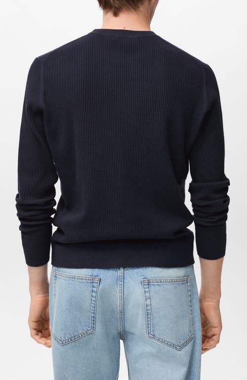 Mango Regular Fit Crewneck Rib Sweater In Blue