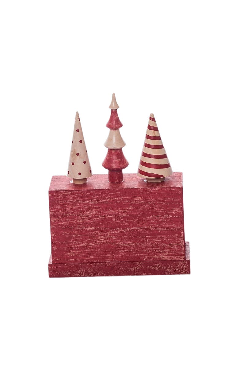 Transpac Multicolor Rustic Christmas Tree Advent Calendar Set of 3, Alternate, color, Red