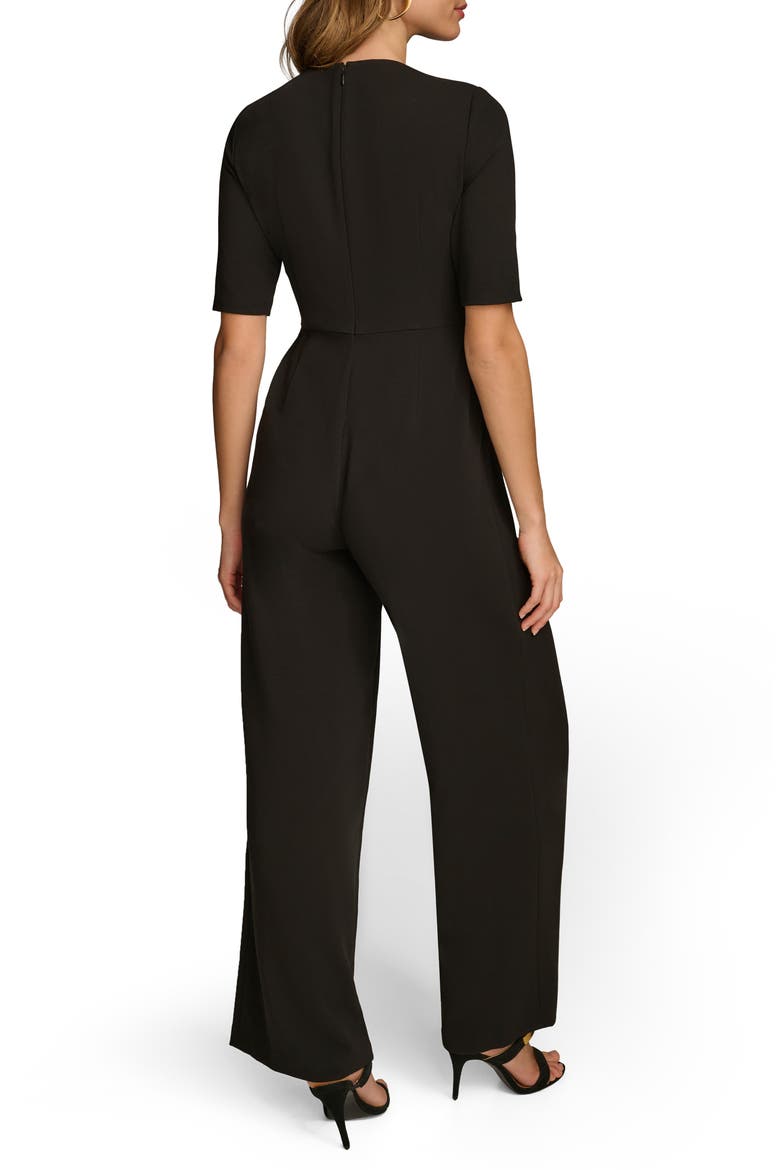 Twist Front Straight Leg Jumpsuit, Alternate, color, BLACK