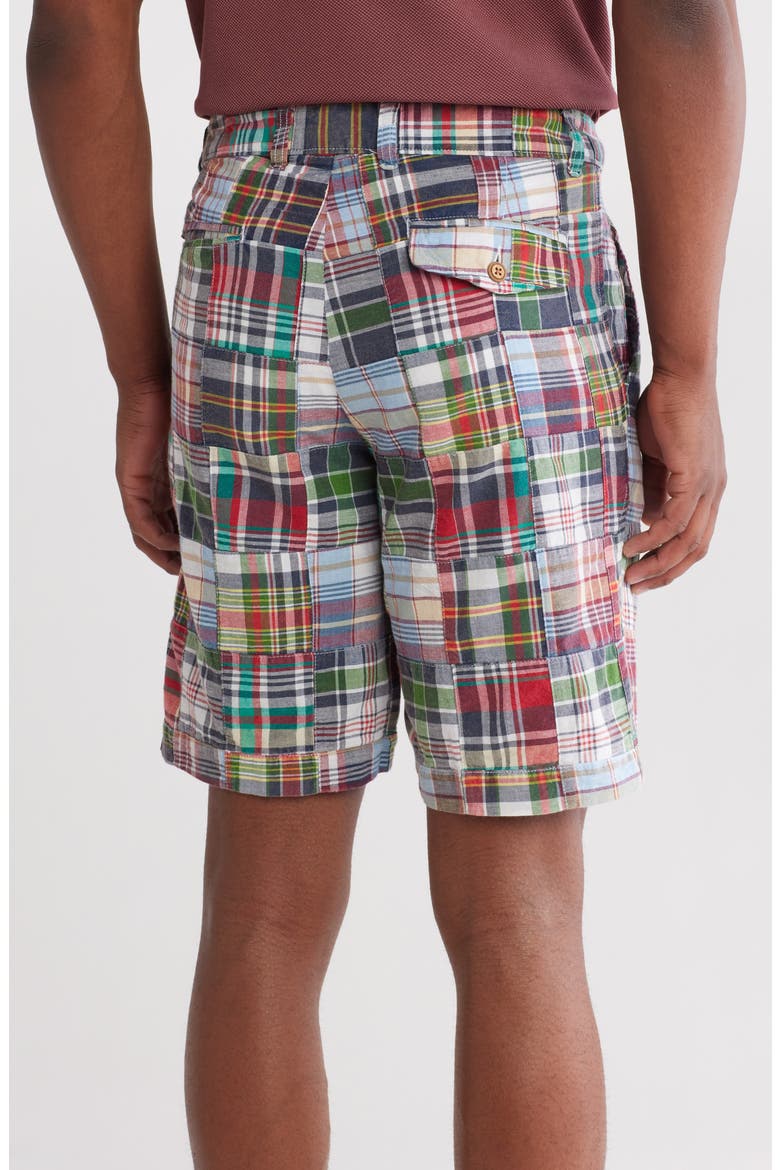 Acid Wash Patchwork Madras Plaid Shorts, Alternate, color, NAVY
