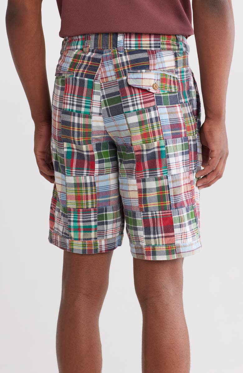 Vintage 1946 Acid Wash Patchwork Madras Plaid Shorts, Alternate, color, Navy