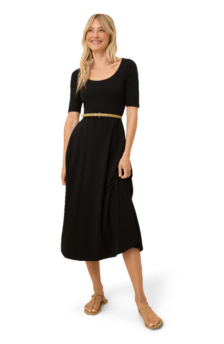 Pact Fit & Flare Signature Scoop Dress Made With Organic Cotton, Main, color, Black