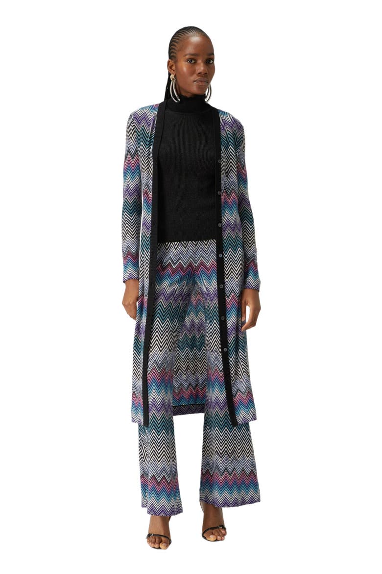 Flare Zig Zag Wool Trousers, Main, color, Multicoloured