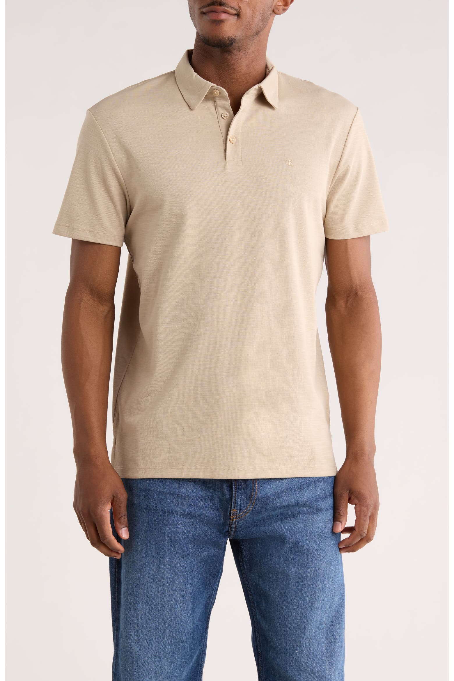 Calvin Klein Men's Classic Fit Embroidered Slub Knit Polo only .47: eDeal Info
